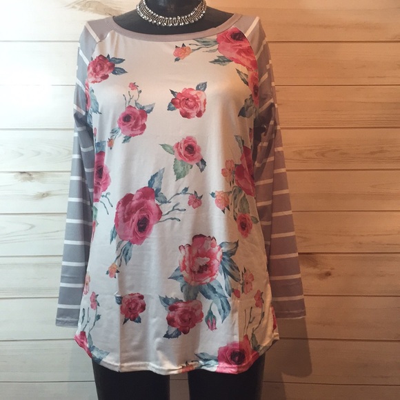 Brandless Tops - Floral and stripe top